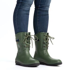 BOGS AMANDA II Lace Snow Rubber Rain Boots Waterproof Sherpa Lined Size 6
